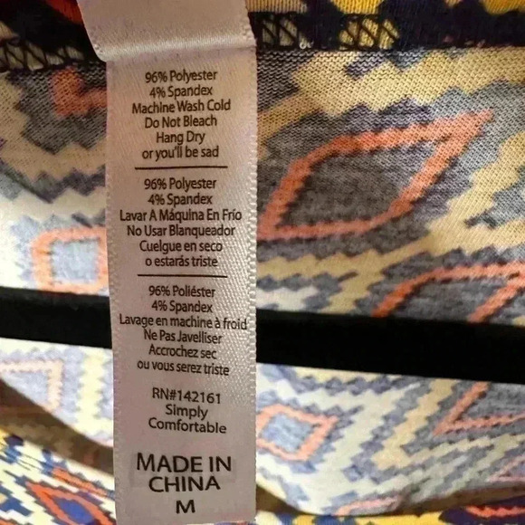 Lularoe Medium blue, yellow, and orange Classic T. Geometric pattern. NWT - Picture 6 of 6
